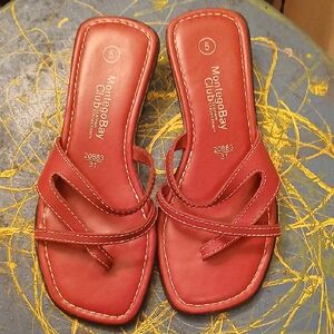 Montego Bay Club Red Women's Leather Sandals. Women's Sz‎ 5